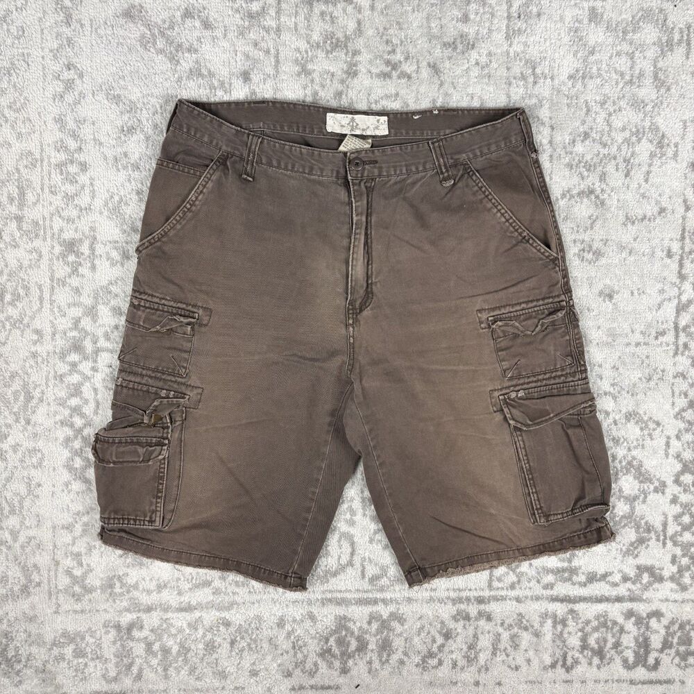 VTG Iron Co. Men’s Cargo Shorts Baggy Skater Gorpcore Brown Size 36
